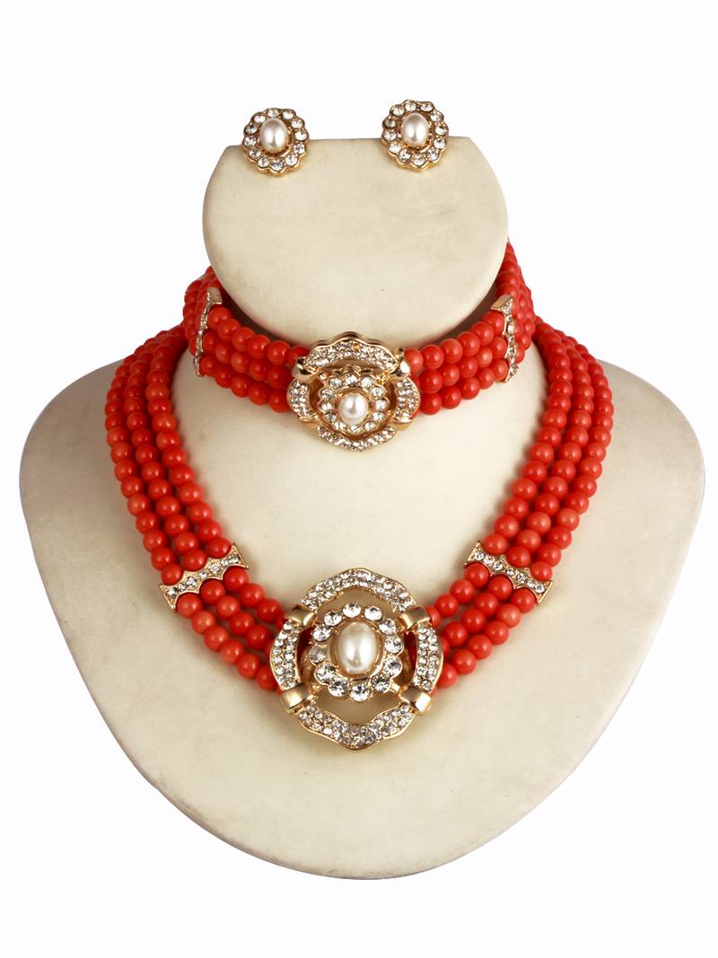 Buy Orange Color Necklace set Online