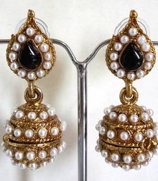 Buy Black leaf pearl jhumki earrings jhumka online 