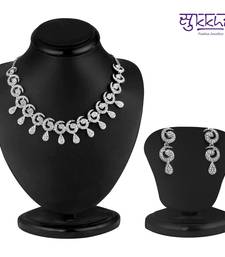 Buy Sukkhi Glimmery Rhodium plated AD Stone Necklace Set necklace-set online 