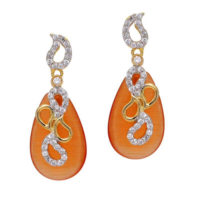 Orange diamond earrings Clearance