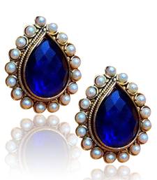 Buy Bold Ocean Blue stone with a pearl border ha82 DDS 2 stud online 