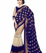 Buy Neavy Blue printed georgette saree with blouse neavy-blue-printed-georgette-saree-with-blouse-party-wear-saree online