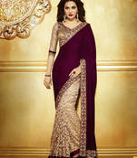 Buy Megenta and cream embroidered georgette saree with blouse megenta-and-cream-embroidered-georgette-saree-with-blouse-half-saree online