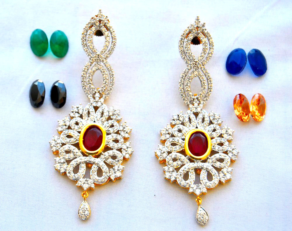 Buy Interchangeable Stones Diamond Earrings Online