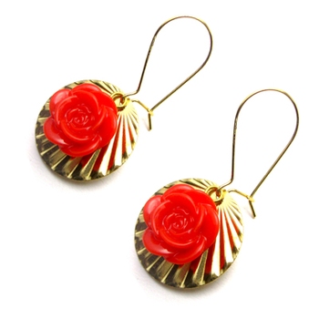 Red rose earrings