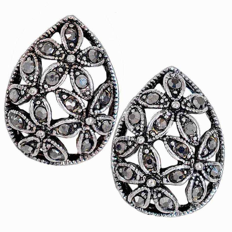 Buy Flowery Silver Filigree Stud Earrings Online