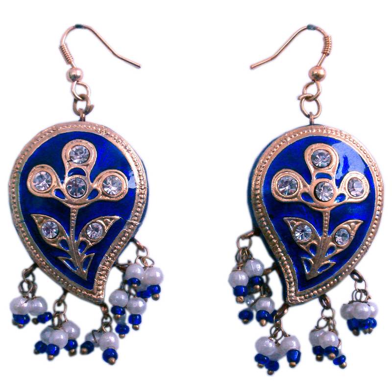 Buy Rajasthani Blue Lacquer Earrings Fashion Jewellery Online