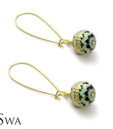 Buy Mughal Pattern Enamelwork bead Earrings Earring online