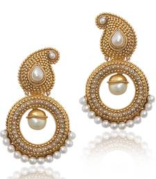 Buy Paisley Pearl Golden Polki Earring ha069 danglers-drop online 