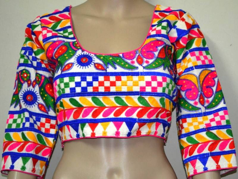 Buy White kutch Embroidery Blouse Online