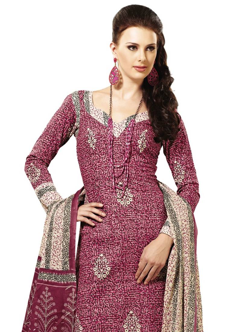 Sree Siddhi Collections. Pink Lawn Cotton Dress Material