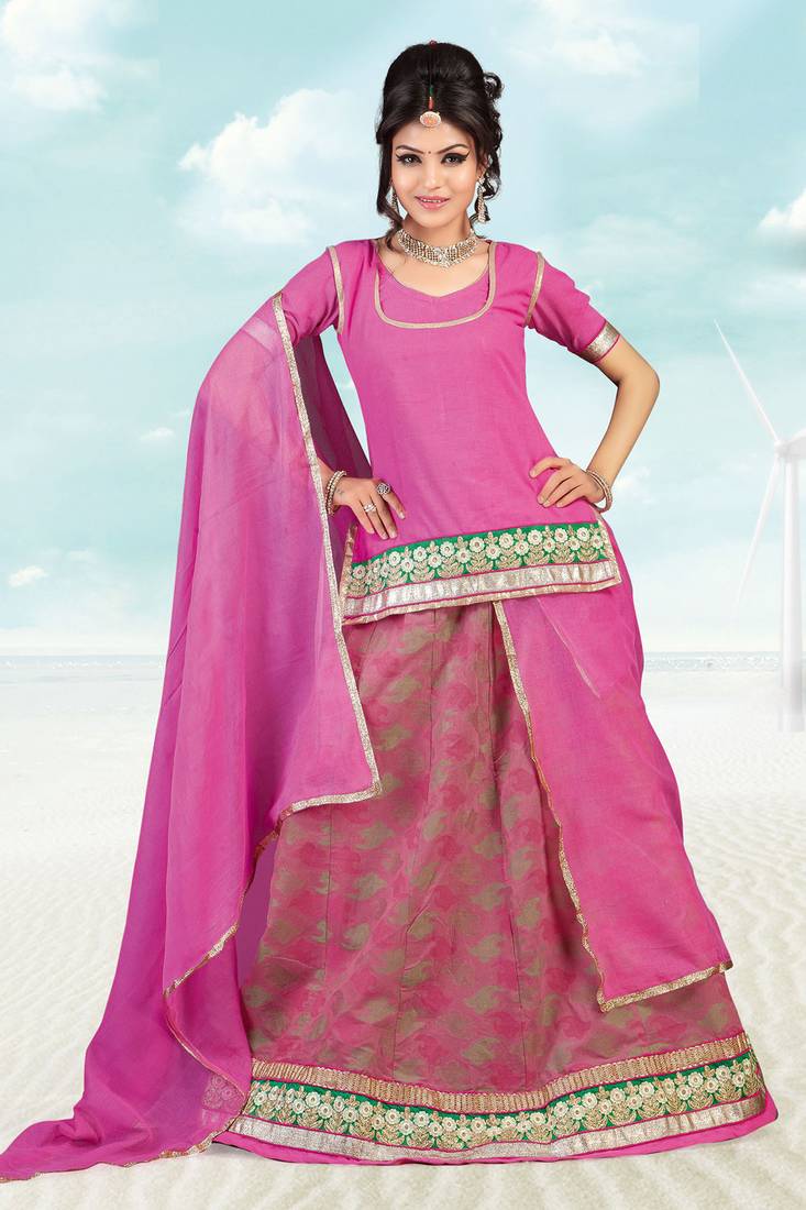 Ranas Pink Georgette Aari Tari Resham Salma Gota Patti Work ...