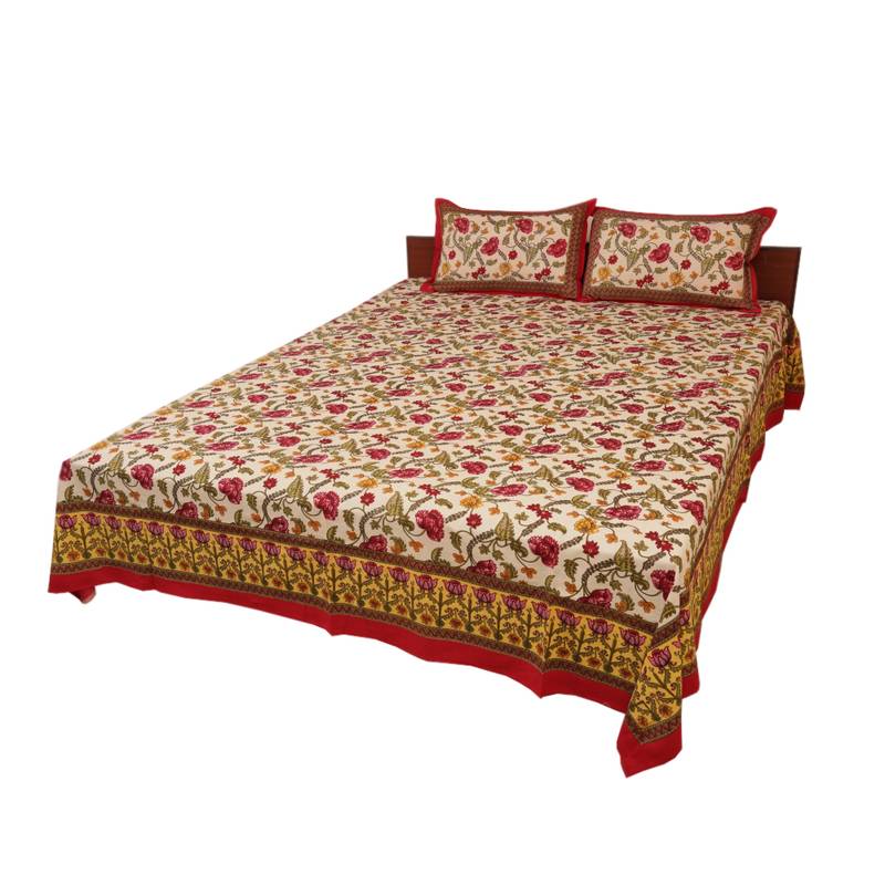Buy Rajasthani Print Cotton Double Bedsheet Set Online