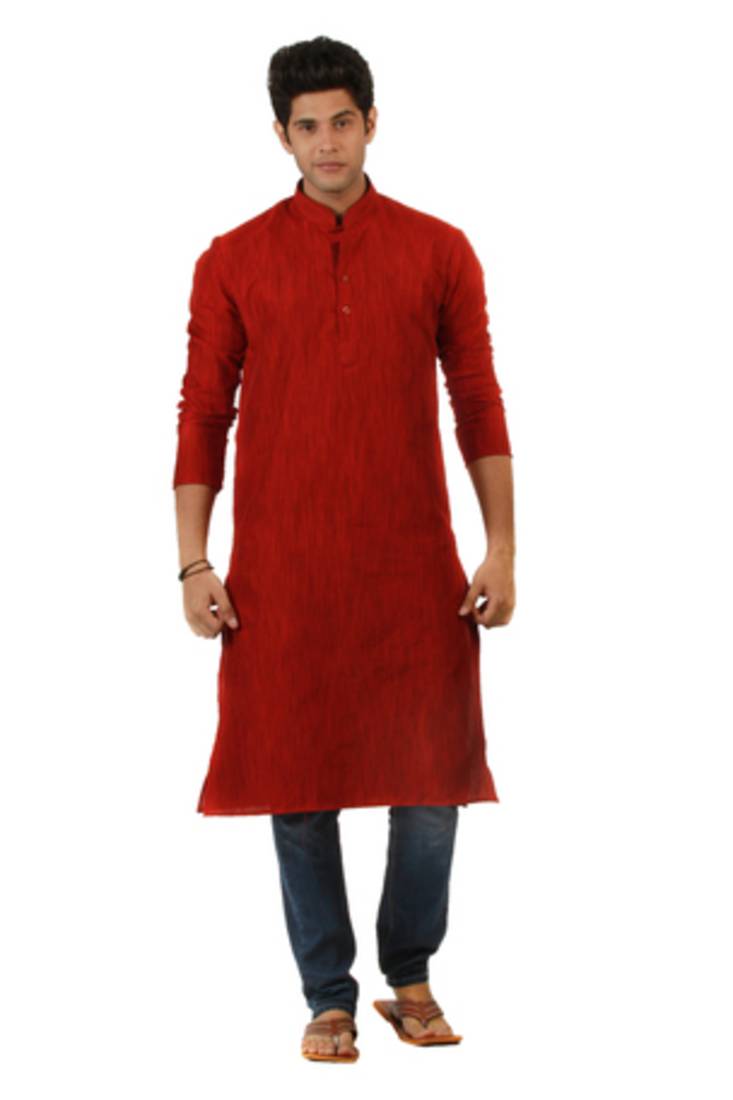 Buy Red Blended Khadi menkurtas Online