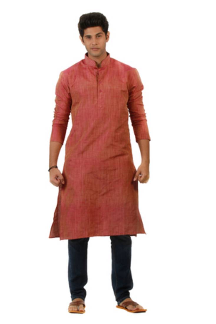 Buy Pink Blended Khadi menkurtas Online